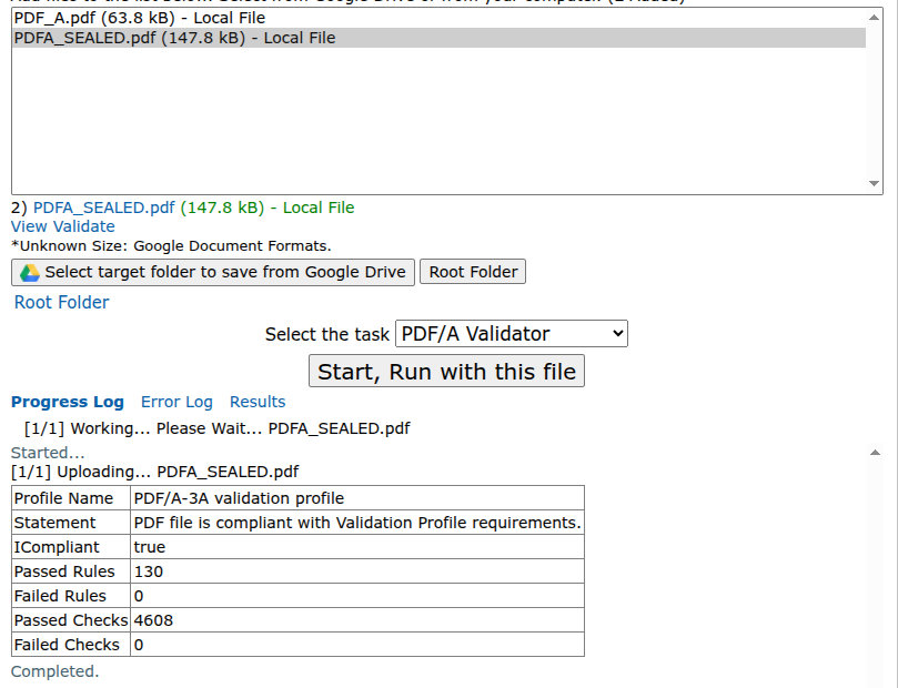 Sealed PDF/A Check